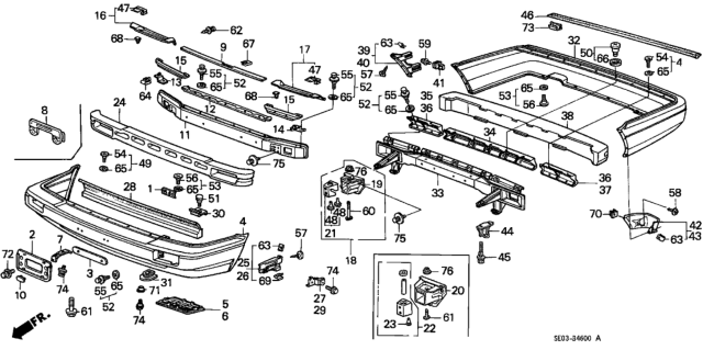 1988 Honda Accord Frame, Front License Plate Diagram for 71145-SD4-671