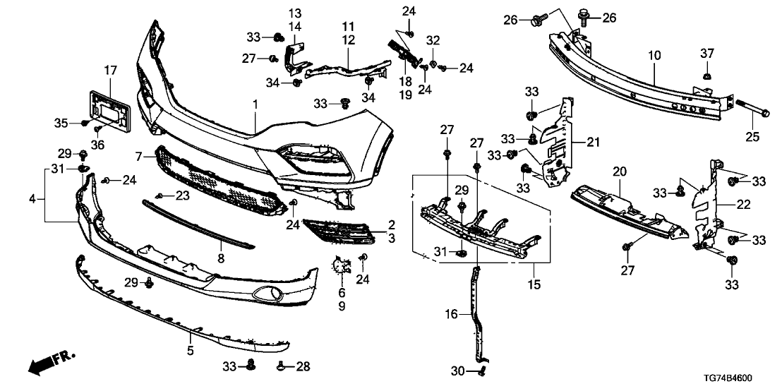 71110-TG7-A10 - Genuine Honda Garnish, FR. Bumper Face Skid