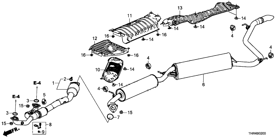 18307-THR-A02 - Genuine Honda Muffler, Exhuast