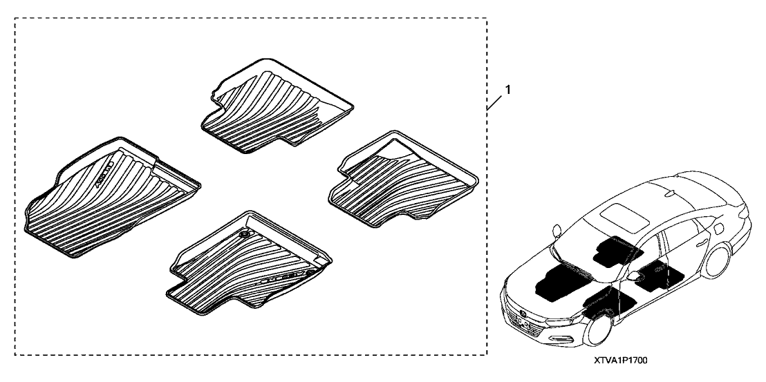 2019 Honda Accord 4 Door Ex Ka Cvt All Season Floor Mat