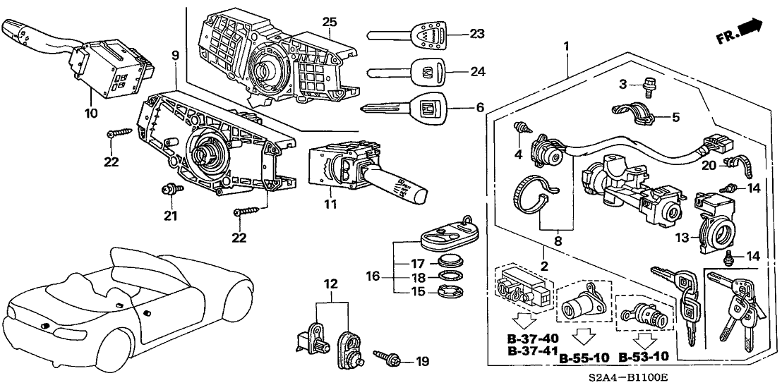 35101-S2A-408 - Genuine Honda Lock Assy., Steering