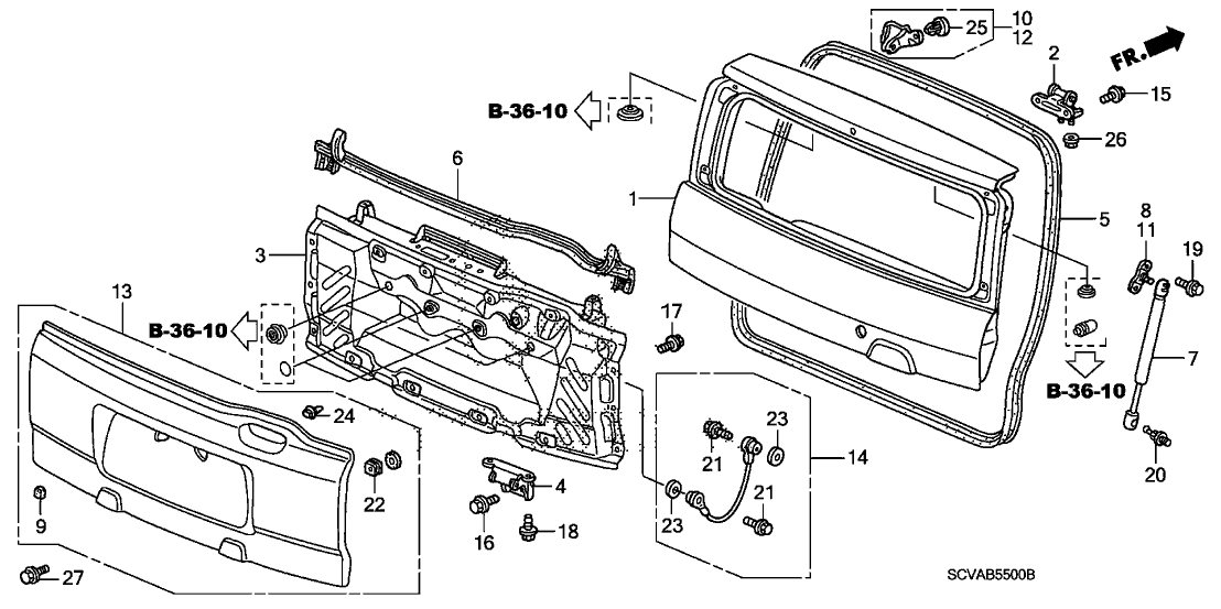 74835-SCV-A00 - Genuine Honda Molding Assy., R. Tailgate ...