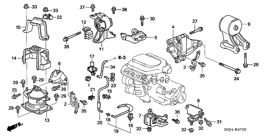 50630-SHJ-A00 - Genuine Honda Bracket, FR. Engine Mounting 2000 honda odyssey engine diagram 