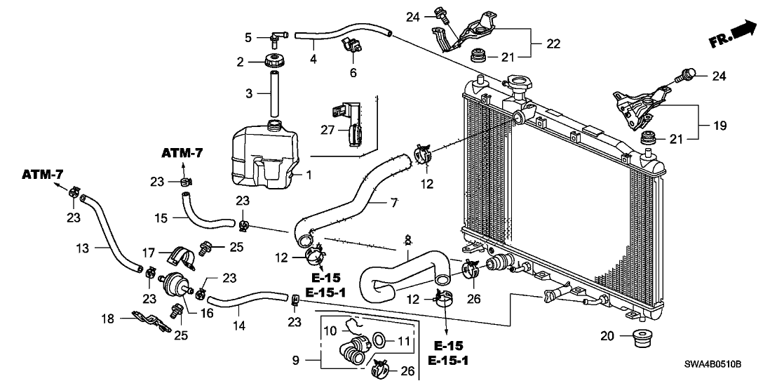 19502-RZA-A01 - Genuine Honda Hose, Water (Lower) radiator hose diagram 2002 