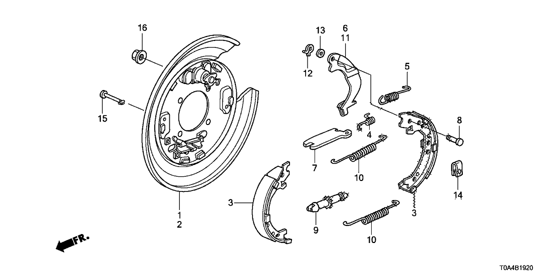 43154-stk-a01-genuine-honda-shoe-parking-brake