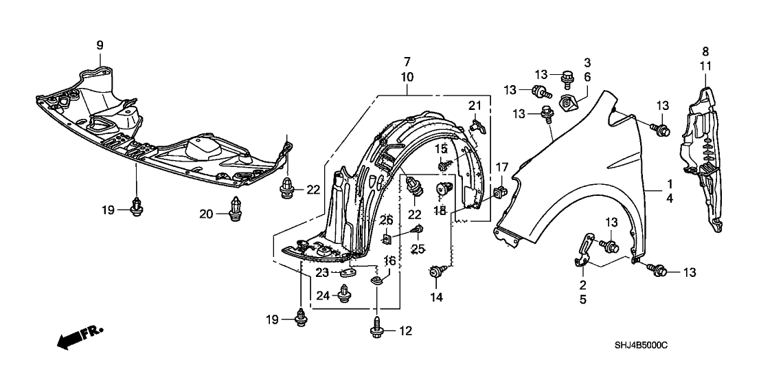 74111-SHJ-A02 - Genuine Honda Shield, FR. Splash