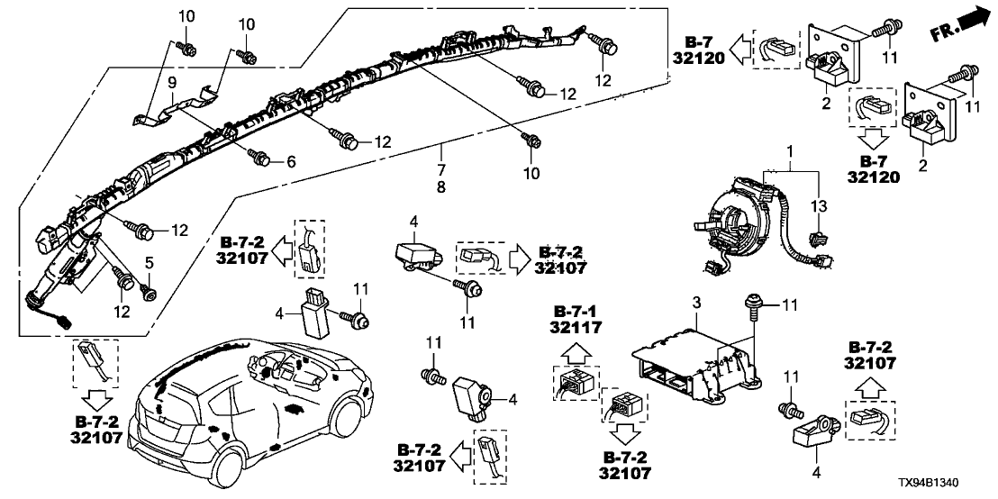 77930-TK6-B12 - Genuine Honda Sensor Assy., FR. Crash