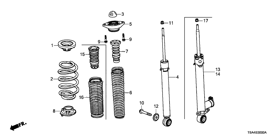 52611-TBA-A03 - Genuine Honda Shock Absorber Unit, RR.