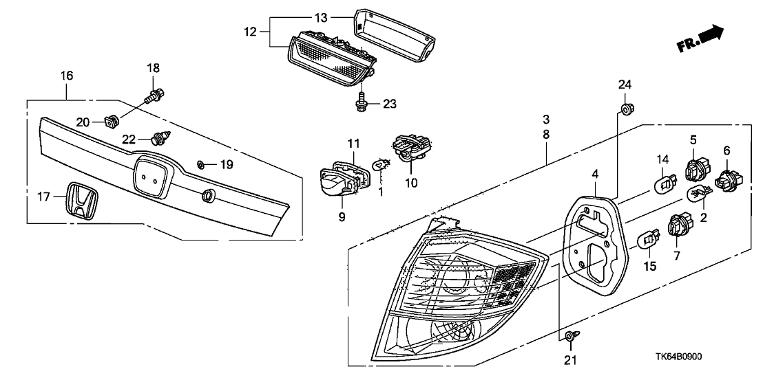 74890-TF0-003 - Genuine Honda Garnish Assy., RR. License