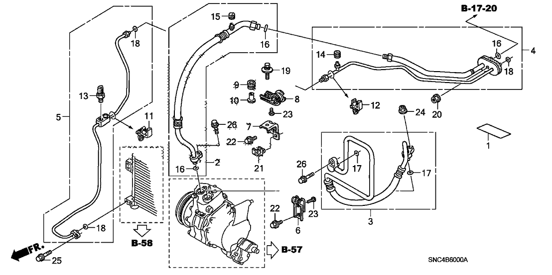 80320 Snc A01 Genuine Honda Pipe Assy Air Conditioner 8525