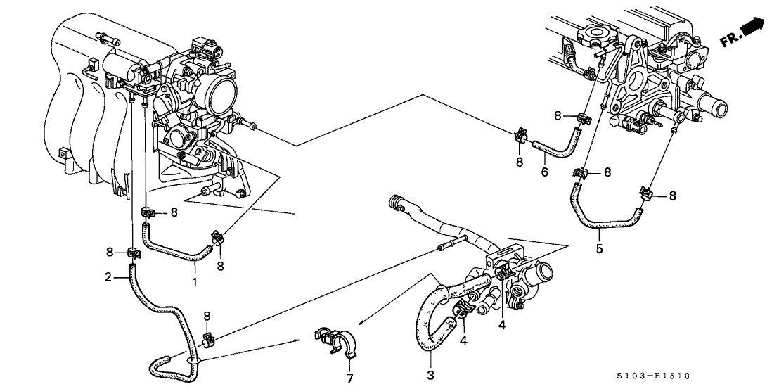 1997 Honda CRV 5 Door LX (4WD ABS) KA 4AT Water Hose