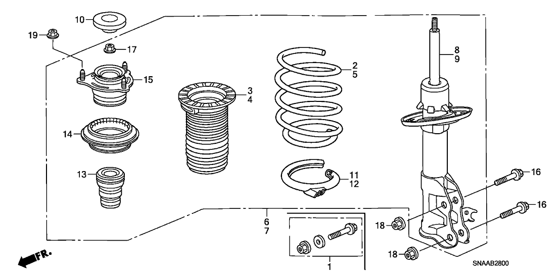 51601-SNA-A07 - Genuine Honda Shock Absorber Assy., R. FR.