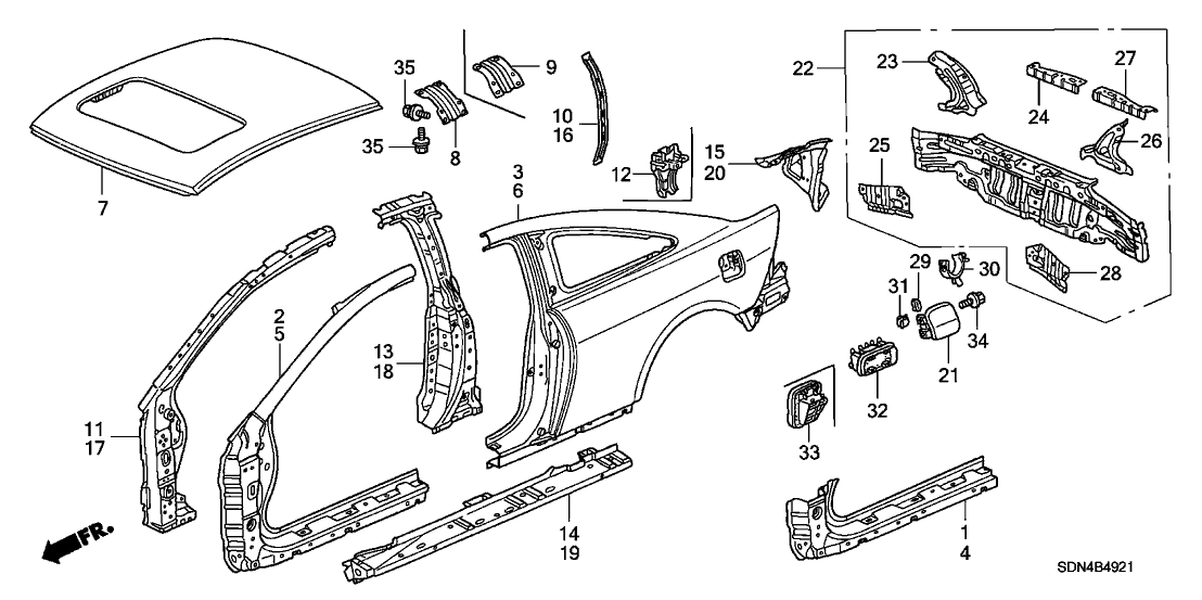 66118-sdn-a00zz - Genuine Honda Stiffener, R. Rr. Bumper Face