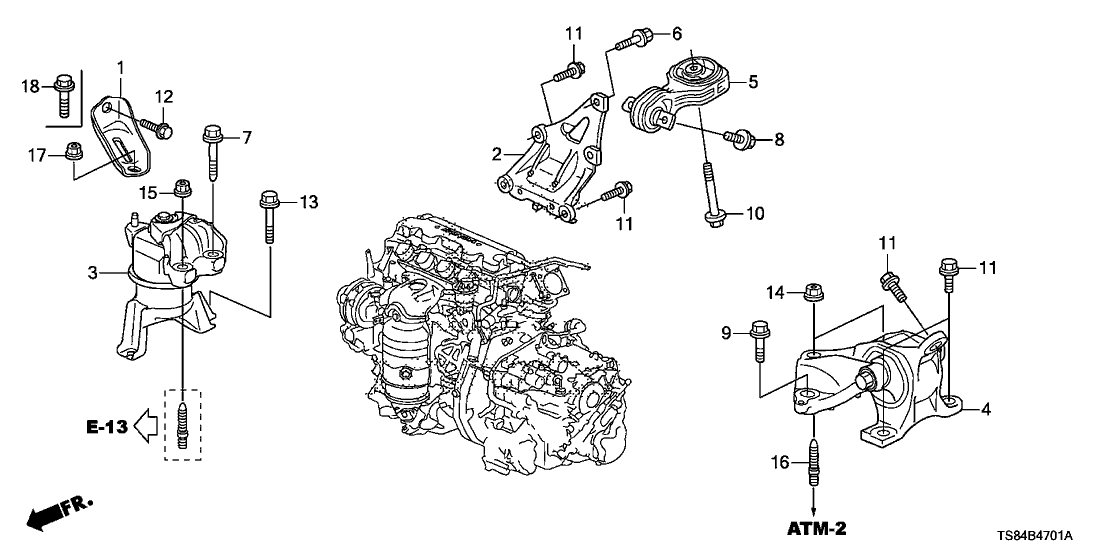 50850-TR6-A71 - Genuine Honda Mounting, Transmission (AT)