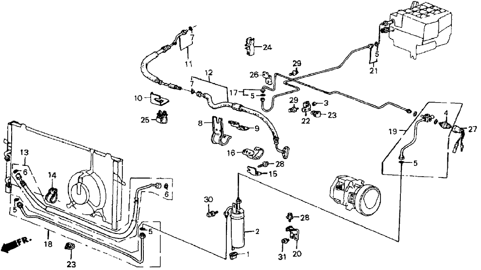 1985 Honda CRX 2 Door SI KL 5MT A/C Hoses - Pipes (Keihin)