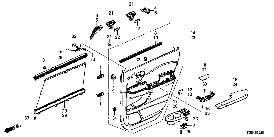 72498-TG7-A01 - Genuine Honda Garnish, L. RR.RR. Door Corner