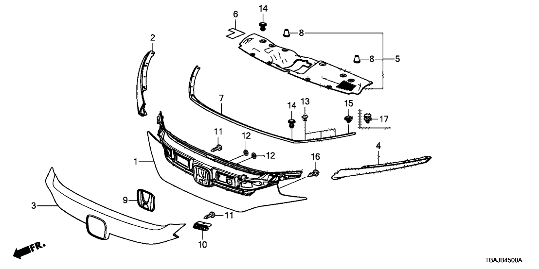 71121-TEG-J01 - Genuine Honda Base, FR. Grille