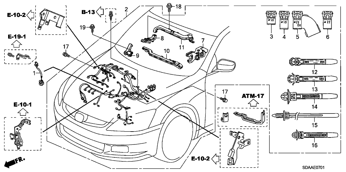 2007 Honda Accord 4 Door EX (V6) KA 5AT Engine Wire Harness (V6)