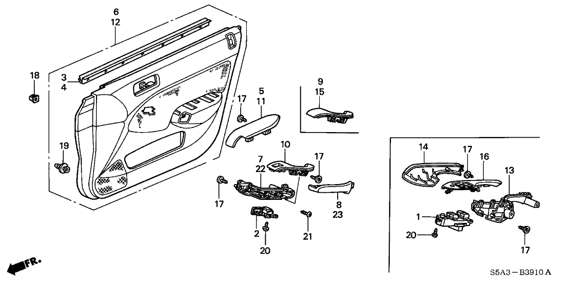 72335-S5A-003 - Genuine Honda Weatherstrip, R. FR. Door (Inner)