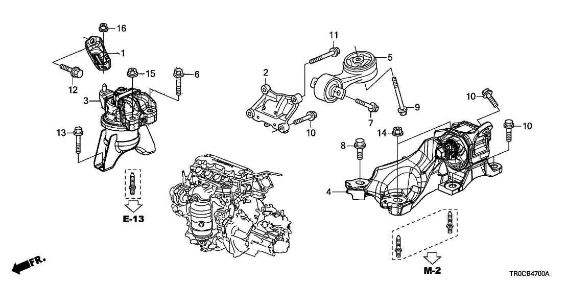 2014 Honda Civic 4 Door LX KA 5MT Engine Mounts (1.8L)