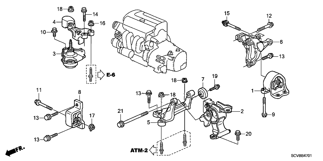 50840-SCV-A81 - Genuine Honda Stopper, FR. Engine (AT)