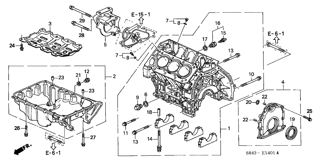 2001 Honda Accord 2 Door EX (V6) KA 4AT Cylinder Block Oil Pan (V6)