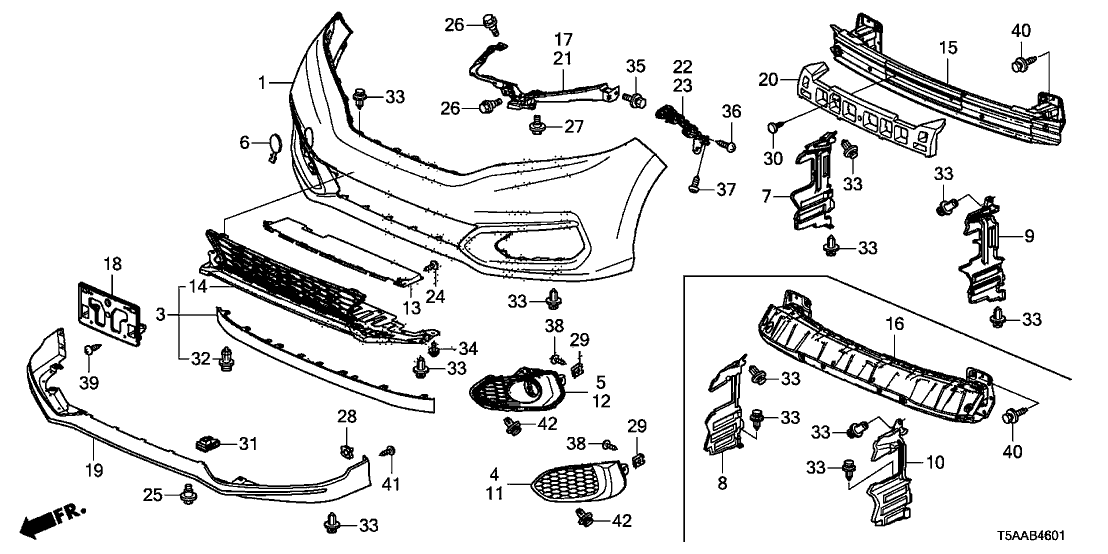 71145-T5R-A50 - Genuine Honda Base, FR. License Plate