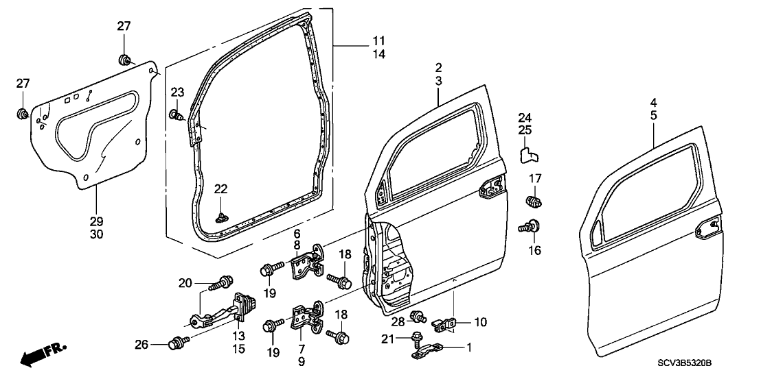 67460-SCV-A02ZZ - Genuine Honda Hinge, L. FR. Door (Lower)