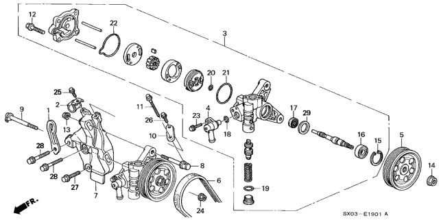 91349-R70-P01 - Genuine Honda Seal, Power Steering Pump Cover