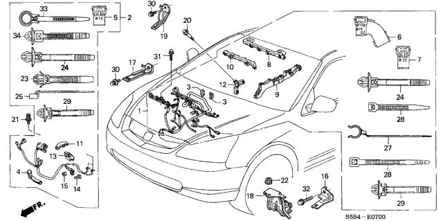 Engine Wire Harness - 2003 Honda Civic 3 Door SI KA 5MT