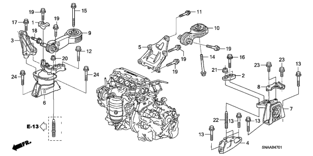 Engine Mounts - 2009 Honda Civic 4 Door EX KA 5AT