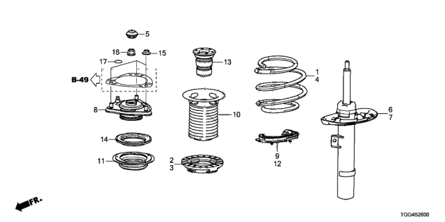 51670-TGG-A01 - Genuine Honda Rubber, FR. Shock Absorber Mounting