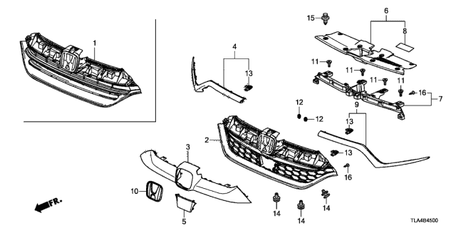 Tla A00 Genuine Honda Molding Fr Grille