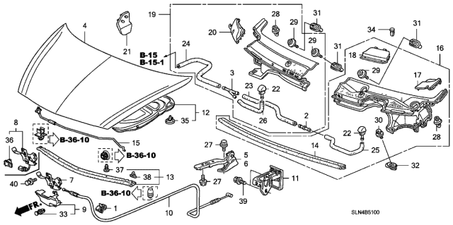 74222-SLN-A00 - Genuine Honda Cover, Passenger Hood Hinge