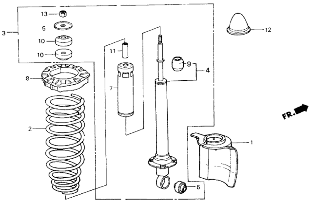 52611-SB3-923 - Genuine Honda Shock Absorber Unit, Rear (Showa)