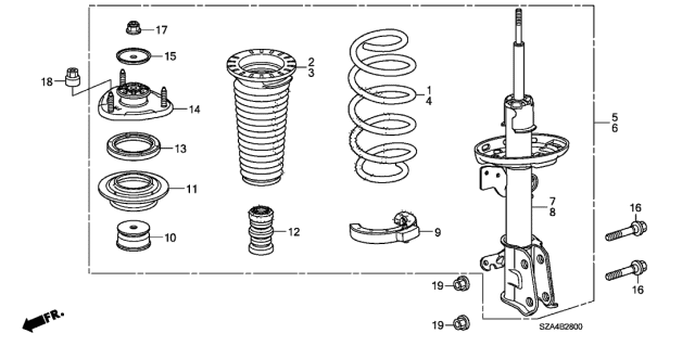 51605-SZA-A02 - Genuine Honda Shock Absorber Unit, Right Front