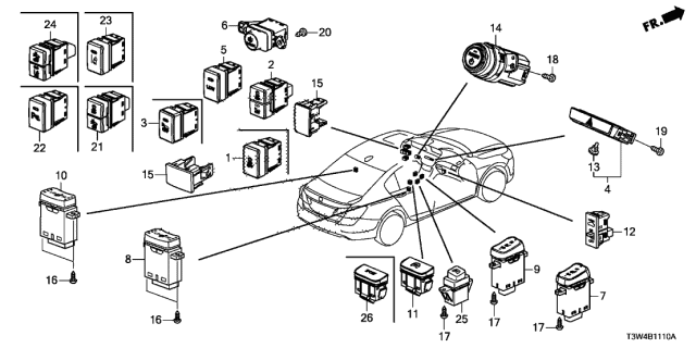 77755-T2F-A00ZA - Genuine Honda Lid,Sw Ho*NH167L*