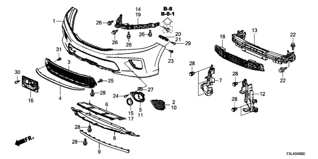 T2a A00 Genuine Honda Lwr Duct Fr Bumpe