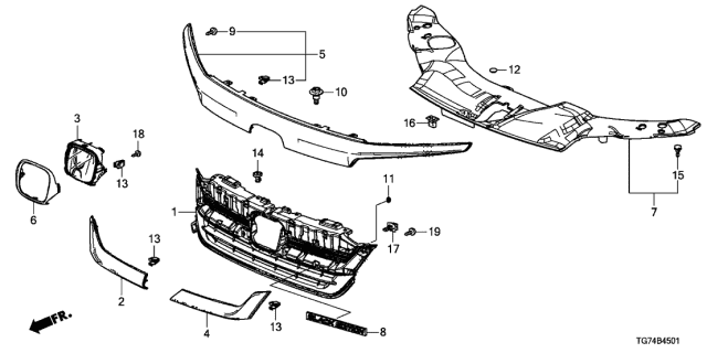 Tg7 A50 Genuine Honda Base Front Grille