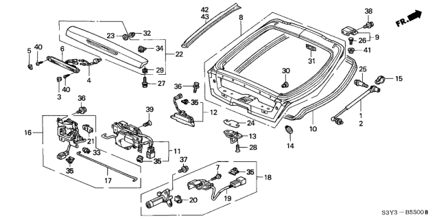 74800-S3Y-003 - Genuine Honda Lock Assembly, Tailgate