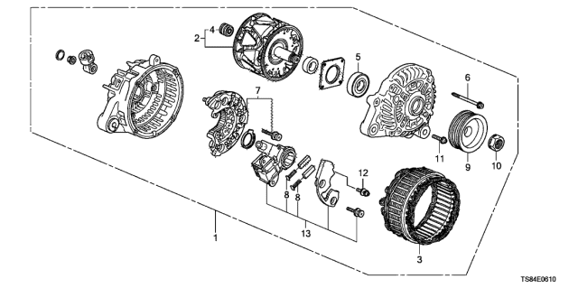 06311-R1A-505RM - Genuine Honda Alternator, Reman