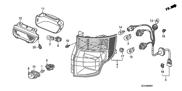 33501-SCV-A21 - Genuine Honda Lamp Unit, R. Tail