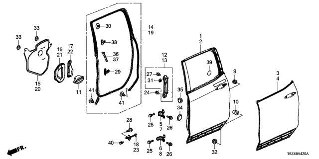 90565-TZ5-003 - Genuine Honda Clip, Door Sub-Seal