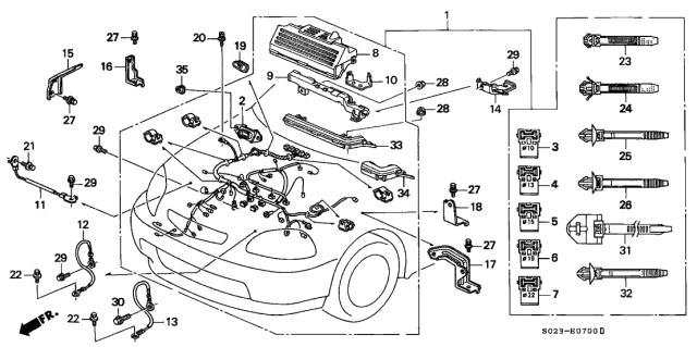 Engine Wire Harness - 2000 Honda Civic 2  edit EX KA 5MT