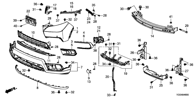 71110-TGS-A00 - Genuine Honda SKID GARN, FR.