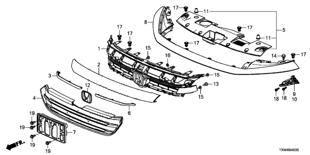 71128-TXM-A01 - Genuine Honda MLDG L, FR. GRILLE