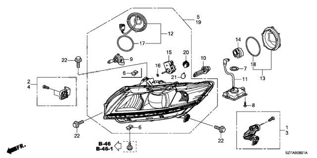 33151-SZT-A31 - Genuine Honda Headlight Unit, Driver Side