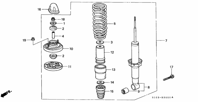 52610-S10-A11 - Genuine Honda Shock Absorber Assy., RR.