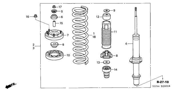 51686-SDA-A01 - Genuine Honda Rubber, FR. Spring Mounting