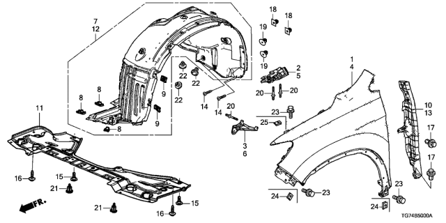 60263-TG7-A10ZZ - Genuine Honda STAY, L. FR. FENDER